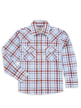 Boy's Ely Cattleman Long Sleeve Heritage Plaid Western Snap Shirt- Blue & White - Ely Cattleman - Flyclothing LLC