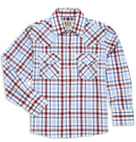 Boy's Ely Cattleman Long Sleeve Heritage Plaid Western Snap Shirt- Blue & White - Ely Cattleman