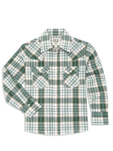 Boy's Ely Cattleman Long Sleeve Textured Aztec Plaid Western Snap Shirt- Black & Hunter Green - Ely Cattleman - Flyclothing LLC