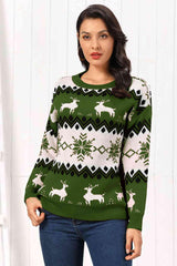 Reindeer Round Neck Sweater - Trendsi