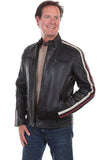 Scully BLACK LAMB STRIPED MC JACKET - Scully Leather