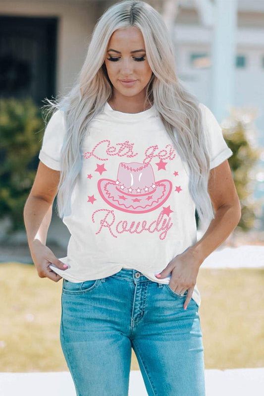 Cowboy Hat Graphic Round Neck Tee - Trendsi