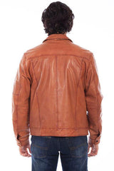 Scully COGNAC SOFT LAMB ZIP FRONT JACKET - Scully Leather