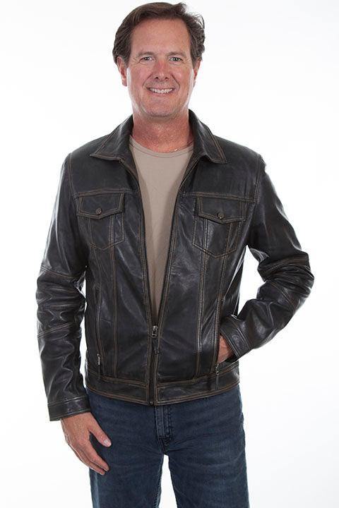 Scully BLACK ZIP FRONT JACKET - Scully Leather