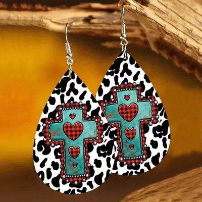 PU Leather Iron Hook Teardrop Earrings - Trendsi - Flyclothing LLC