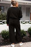 Double Take Full Size Textured Long Sleeve Top and Drawstring Pants Set - Trendsi - Flyclothing LLC