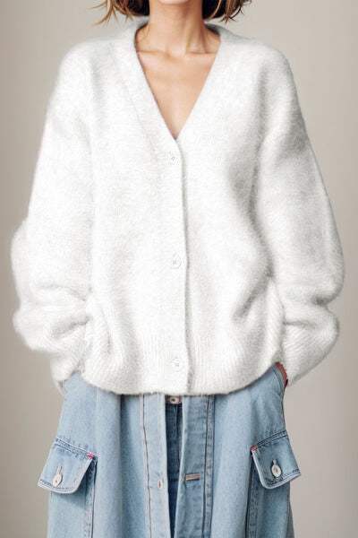 Button Up Dropped Shoulder Cardigan - Trendsi - Flyclothing LLC