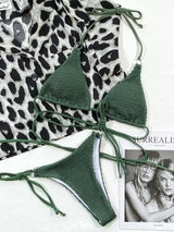 Textured Halter Neck Tie Side Bikini Set - Trendsi - Flyclothing LLC