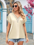 V-Neck Cuffed Blouse - Trendsi - Flyclothing LLC