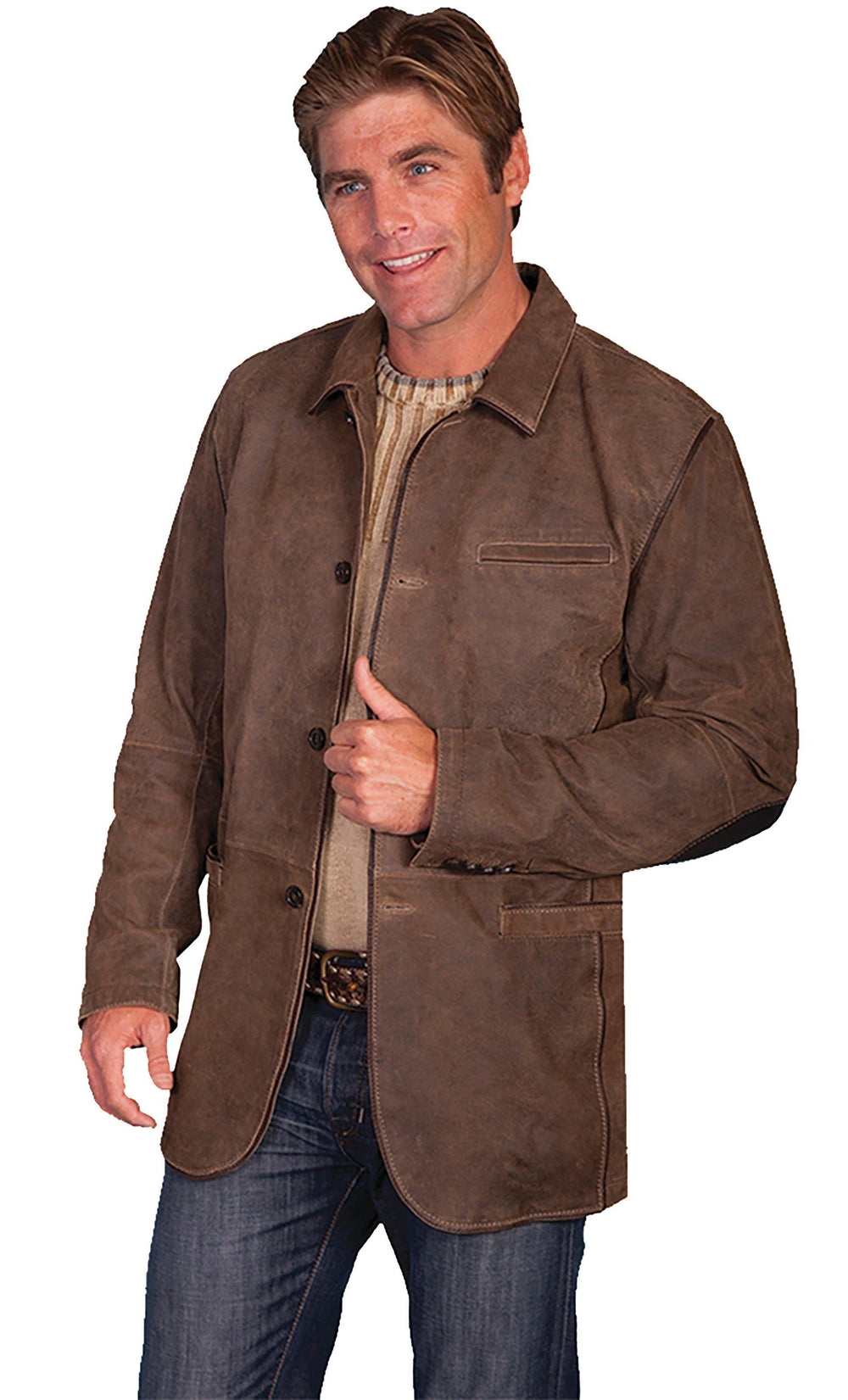 Scully BROWN BLAZER W/ELBOW PATCH - Scully Leather