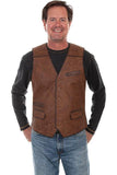 Scully BROWN CANVAS BACK VEST - Scully Leather