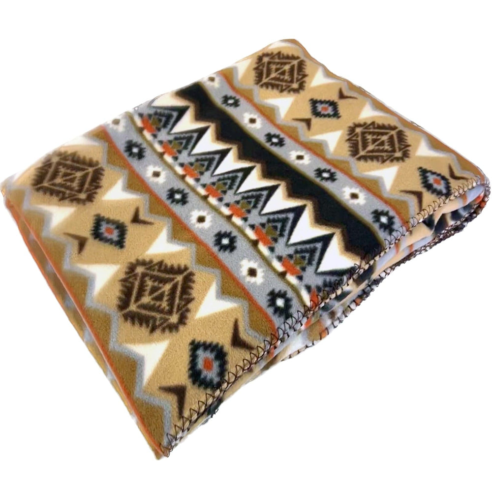 Rockmount Native Pattern Fleece Western Blanket in Tan & Black - Rockmount Clothing
