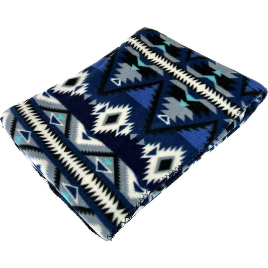 Rockmount Native Pattern Fleece Western Blanket in Blue & Black