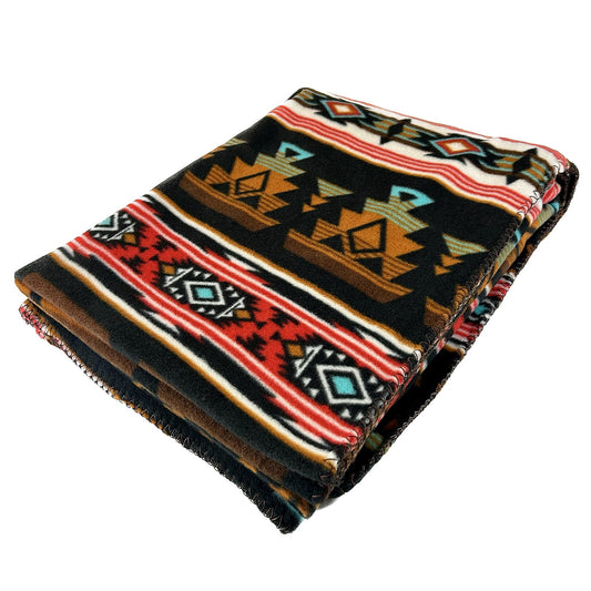 Rockmount Native Pattern Fleece Western Blanket in Rust & Black