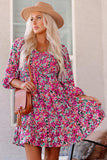 Floral Smocked V-Neck Flounce Sleeve Dress - Trendsi - Flyclothing LLC