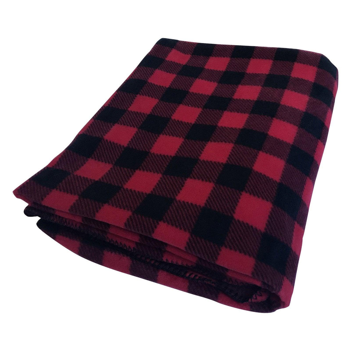 Buffalo Check Pattern Fleece Western Blanket in Red & Black - Flyclothing LLC