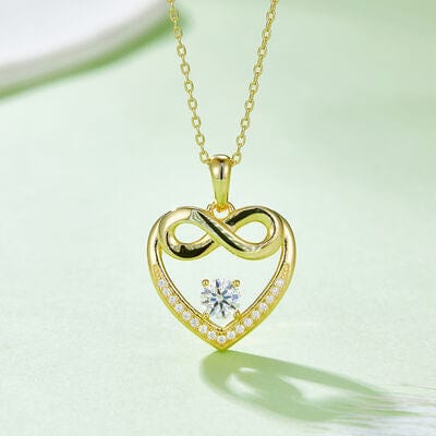 Moissanite 925 Sterling Silver Heart Necklace - Trendsi
