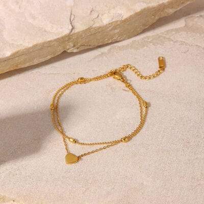 Heart Shape Double-Layered Anklet - Trendsi - Flyclothing LLC