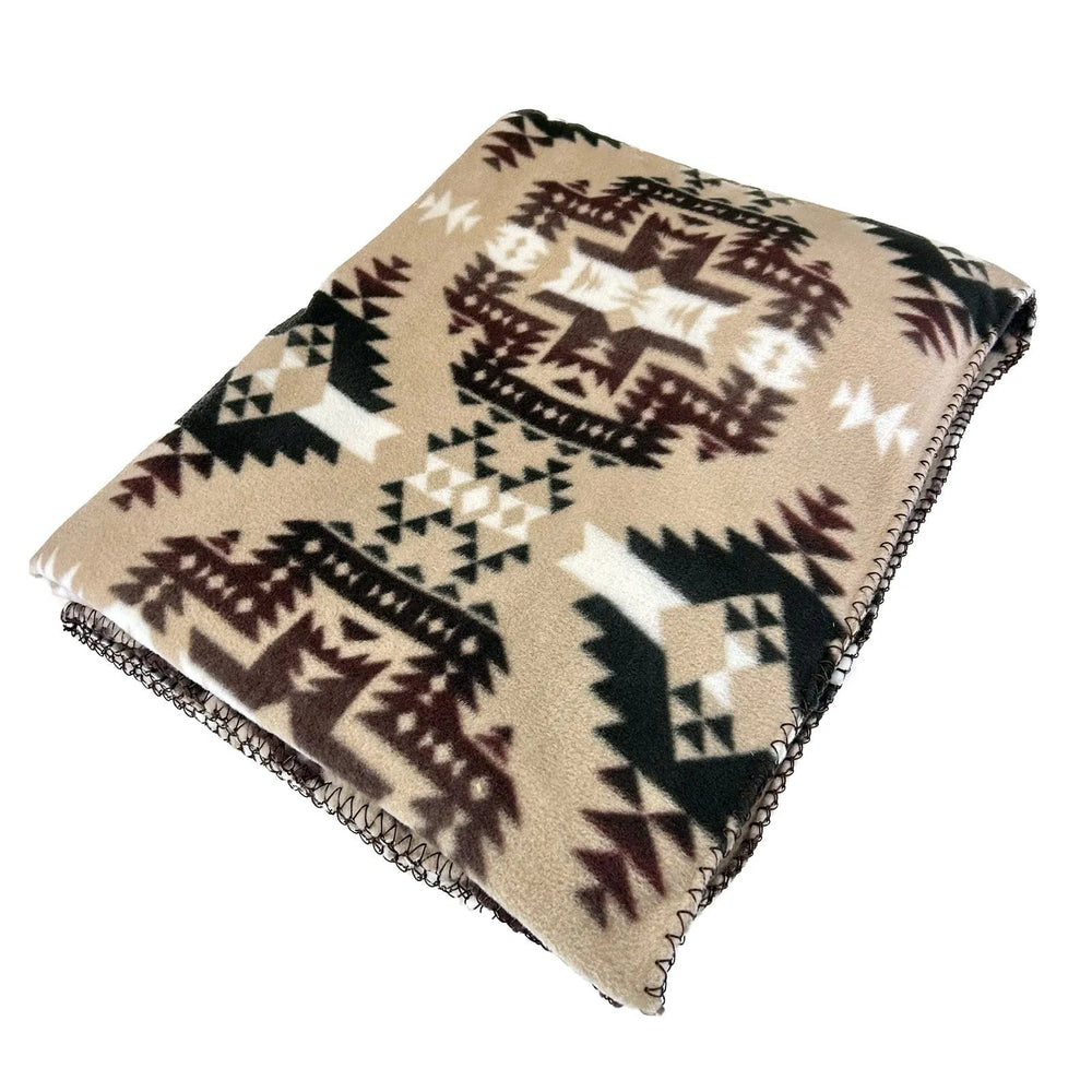 Rockmount Native Pattern Fleece Western Blanket in Brown & Tan - Rockmount Clothing