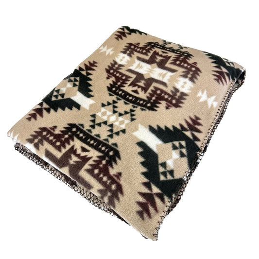 Rockmount Native Pattern Fleece Western Blanket in Brown & Tan