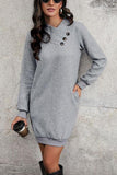 Textured Decorative Button Mini Dress - Trendsi