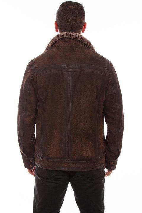 Scully CHOCOLATE SHEARLING COLLAR JACKET - Scully Leather - Flyclothing LLC
