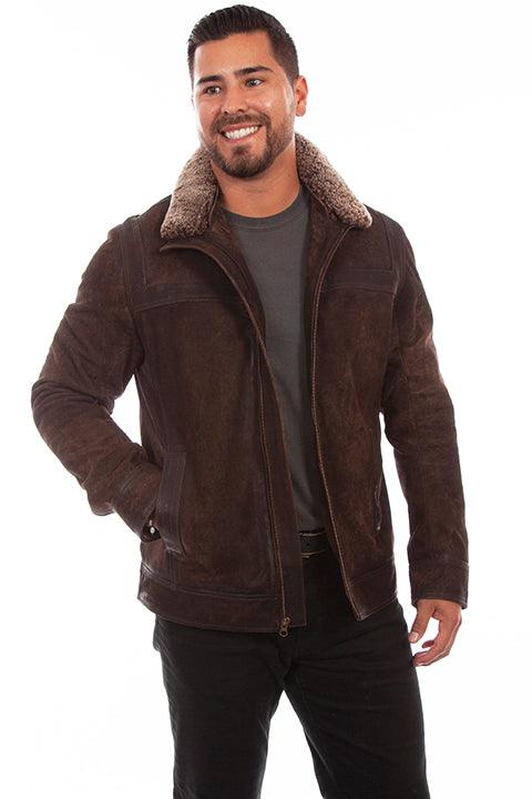 Scully CHOCOLATE SHEARLING COLLAR JACKET - Flyclothing LLC