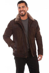 Scully CHOCOLATE SHEARLING COLLAR JACKET - Scully Leather