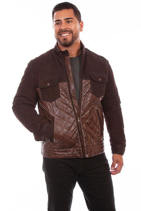 Scully Leather Chocolate Quilted Mens Jacket - Scully Leather