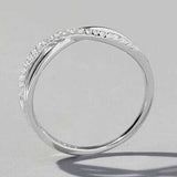 Crisscross Inlaid Zircon 925 Sterling Silver Ring - Trendsi - Flyclothing LLC