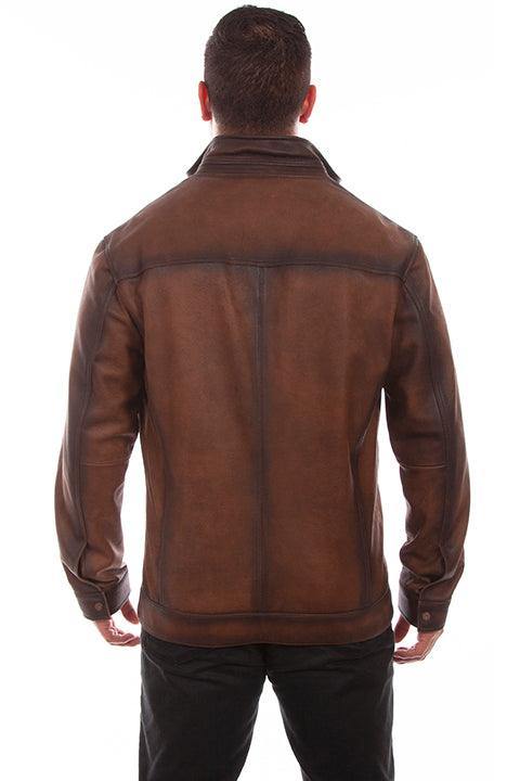 Scully Leather 100% Leather Brown Zip Front Jacket - Scully Leather