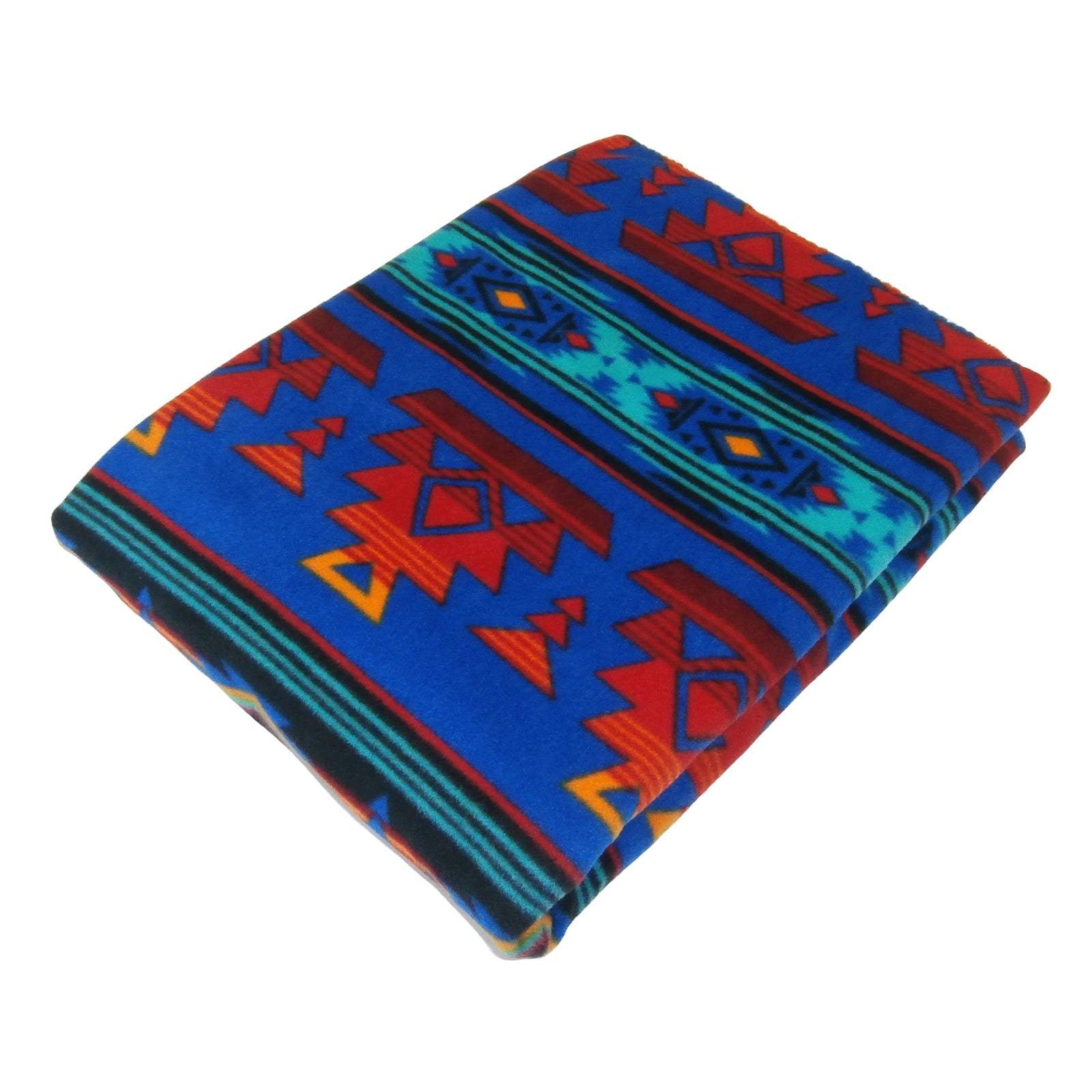 Rockmount Clothing Native Pattern Fleece Western Blanket in Blue & Red - Rockmount Clothing - Flyclothing LLC