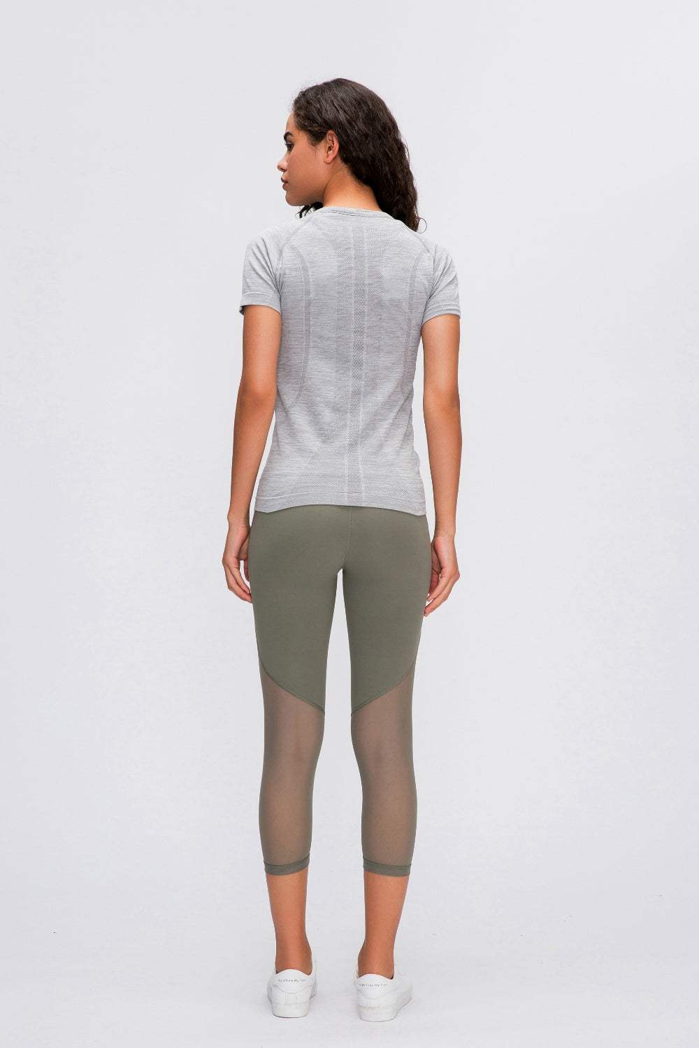 Round Neck Short Sleeve Active T-Shirt - Trendsi - Flyclothing LLC