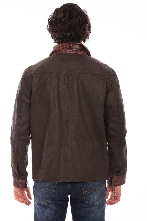 Scully Leather 100% Leather Brown Canvas W/Leather Trim Jacket - Scully Leather