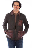 Scully Leather 100% Leather Brown Canvas W/Leather Trim Jacket - Scully Leather