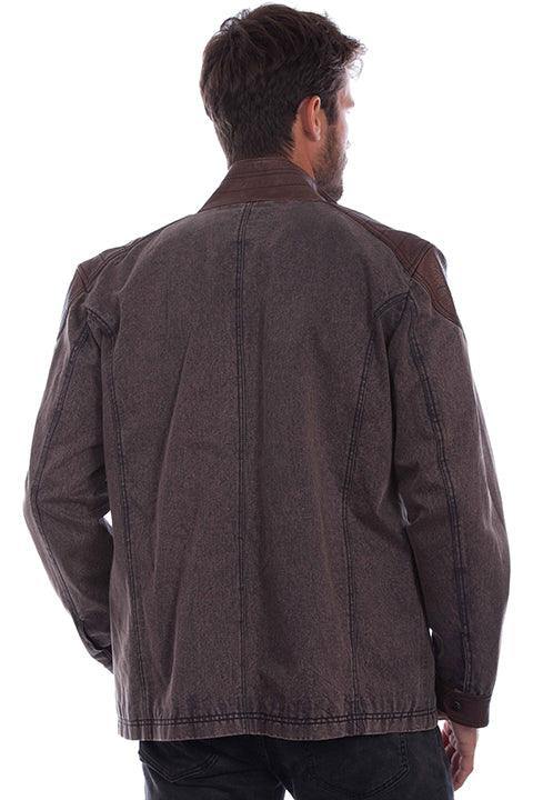 Scully Leather  Chocolate Canvas W/Leather Trim Men's Jacket W/Canvas - Scully Leather