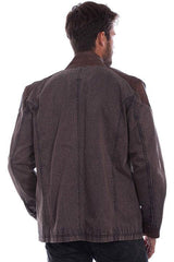 Scully Leather  Chocolate Canvas W/Leather Trim Men's Jacket W/Canvas - Scully Leather