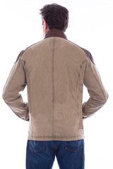 Scully Leather  Sage Clr Canvas W/Leather Trim Men's Jacket W/Canvas - Scully Leather