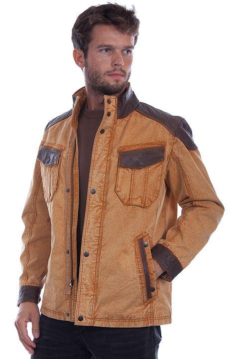 Scully Leather  Tan Men's Jacket W/Canvas - Scully Leather