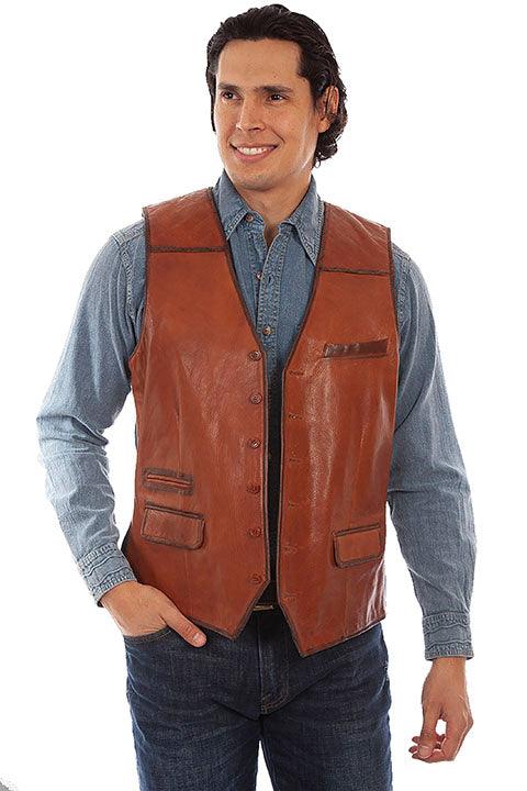 Scully Cognac Leather Vest - Flyclothing LLC
