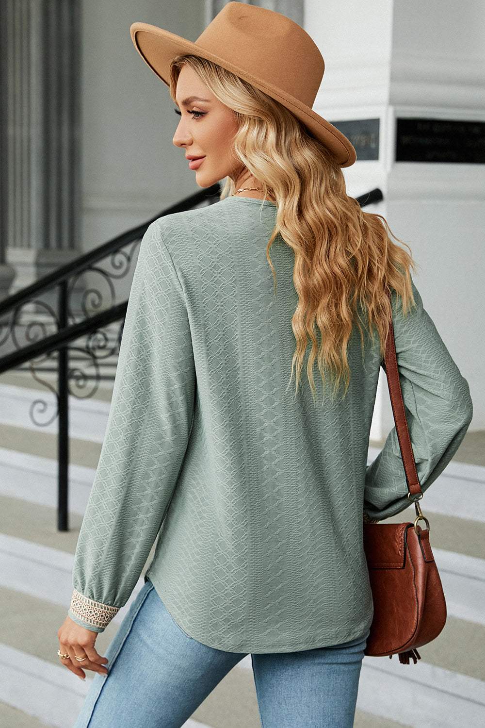 V-Neck Long Sleeve T-Shirt - Trendsi - Flyclothing LLC