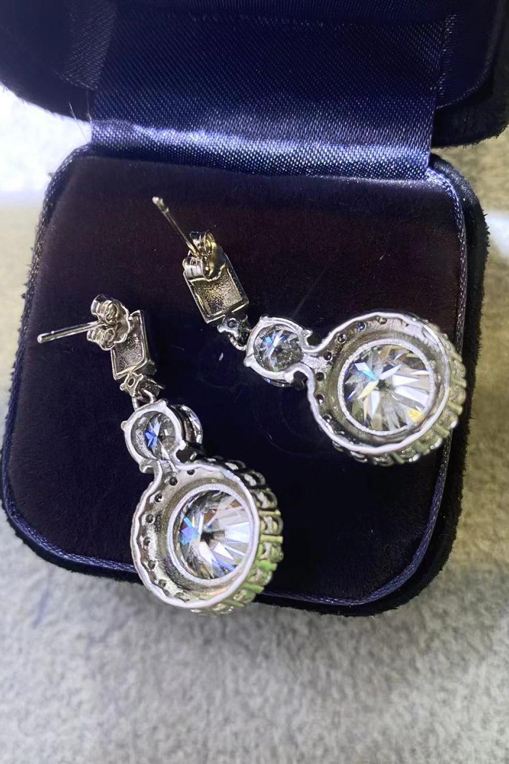 12 Carat Moissanite Platinum-Plated Drop Earrings - Trendsi
