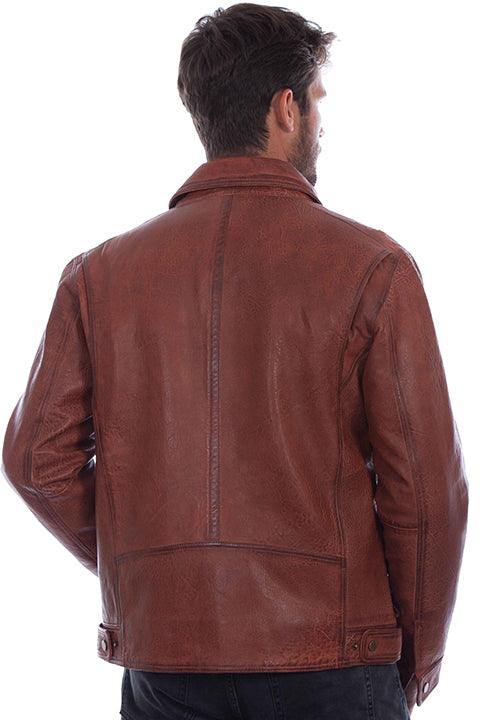 Scully Leather 100% Leather Cognac Zip Front Jacket - Scully Leather