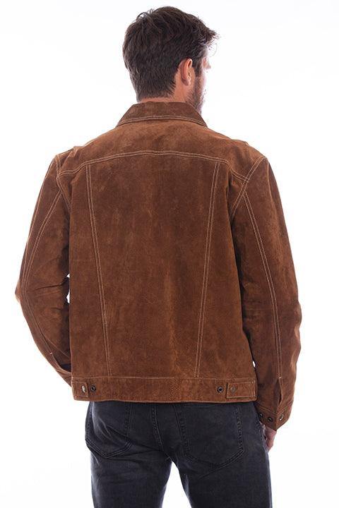 Scully Leather 100% Leather Cafe Brown Snap Front Jacket - Scully Leather