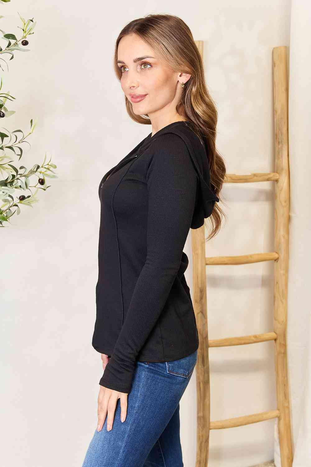 Culture Code Full Size Exposed Seam Long Sleeve Hoodie - Trendsi