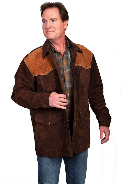 Scully Leather Leatherwear Mens Chocolate Snap Front Jacket