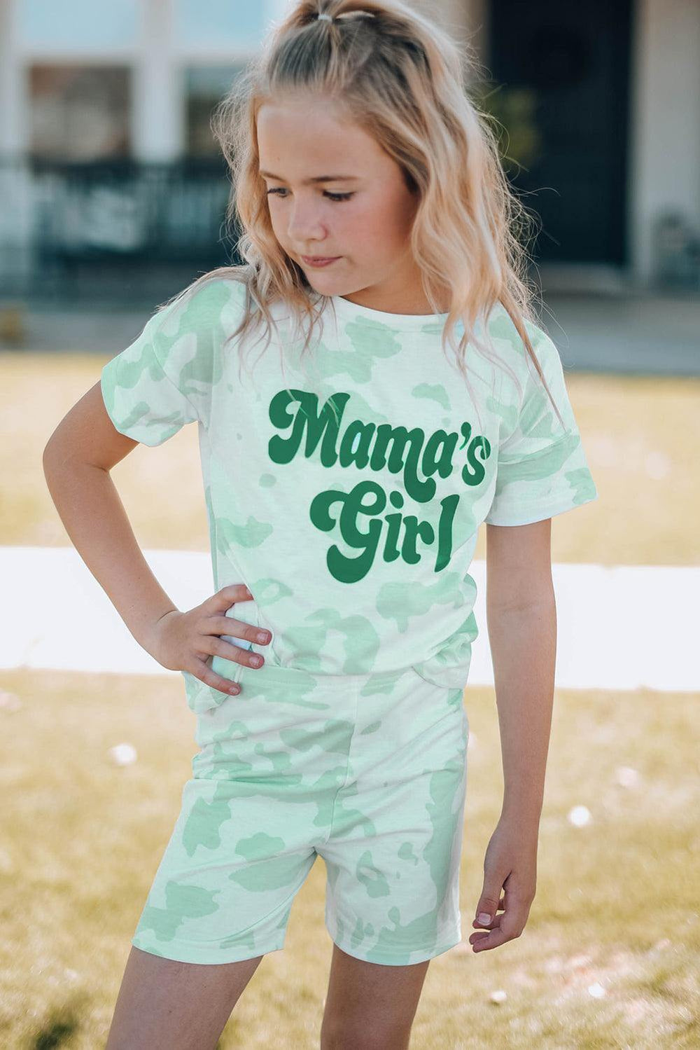 Girls Printed Letter Graphic Lounge Set - Trendsi
