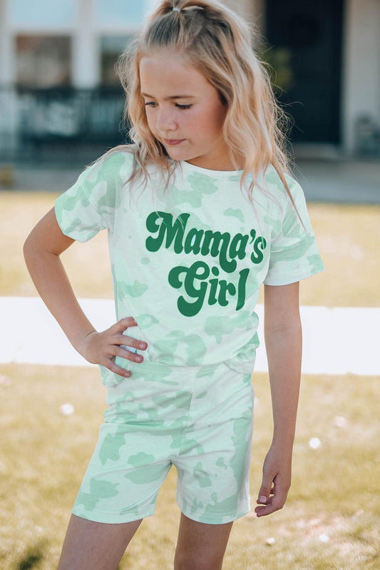 Girls Printed Letter Graphic Lounge Set - Trendsi