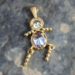 Alamode Gold Plating Brass Pendant with AAA CZ in Light Amethyst - Flyclothing LLC