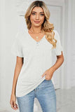 V-Neck Short Sleeve T-Shirt - Trendsi - Flyclothing LLC